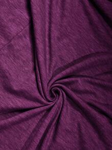 SHEIN LUNE CURVE Plus Size Solid Color V-Neck Roll Up Sleeve Midi Casual Spring Sun Dress - Purple - View 6