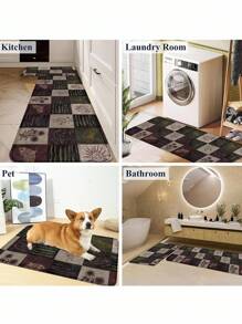 ROMWE Goth 1 buah Keset Dapur Motif Ngengat - Keset Lantai Boho Anti Selip dengan Desain Matahari & Ombak, Alas Anti Lelah yang Dapat Dicuci untuk Area Wastafel, Kompor, Perlengkapan Dapur Dekorasi Bohemian, Dekorasi Rumah - MultiWarna - View 10