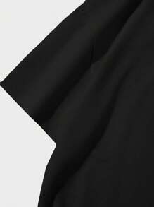 EURMUSE T-shirt ample à col rond à manches courtes avec slogan imprimé, décontracté, pour l'été - Noir - Voir 3