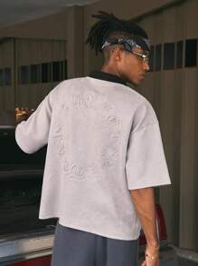 AXEPEAK Men's Contrast Color Print Crew Neck Short Sleeve T-Shirt