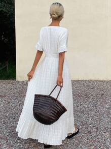 Livesso 女式V领收腰连衣裙，夏季