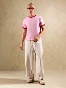 SUMWON 街頭風 Ringer T-Shirt 工作室地址印花 夏季優質純棉 T-shirt 時尚休閒上衣 中性設計 復古美學 經典必備 都市風 - 彩色 - 查看 5
