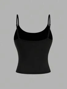 Girlism 4pcs Tween Girls' Casual Sports Minimalist Solid Color Fitted Cropped Camisole Tank Top Set