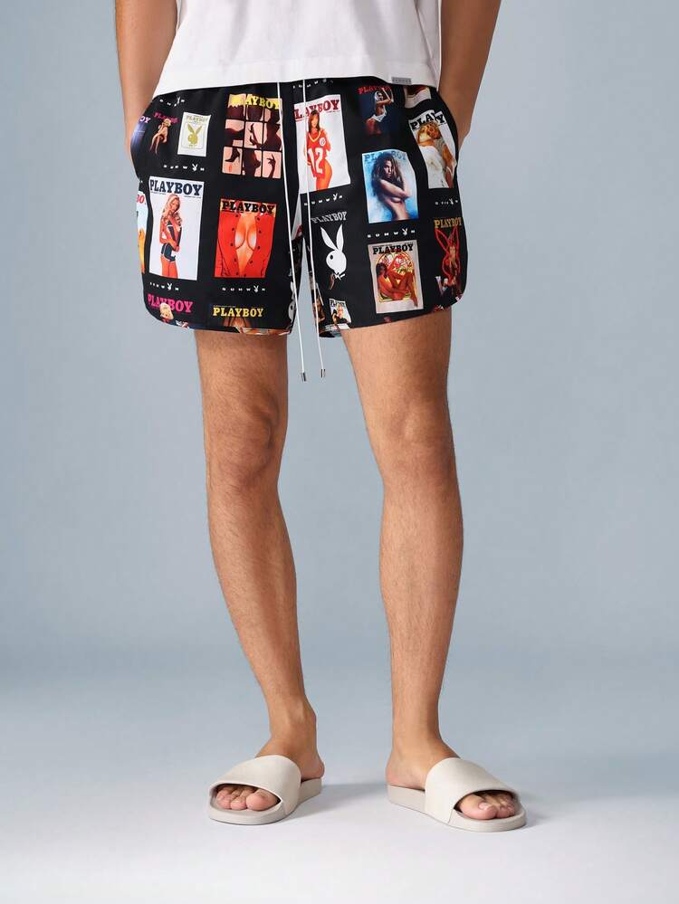 PLAYBOY X SUMWON Beach Shorts For Swimming And Surfing With Magazine Cover Print