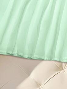 SHEIN Clasi Elegant New Fashionable French High-End Chiffon Pleat Polo Collar White Summer Short Sleeve Dress - Mint Green - View 3