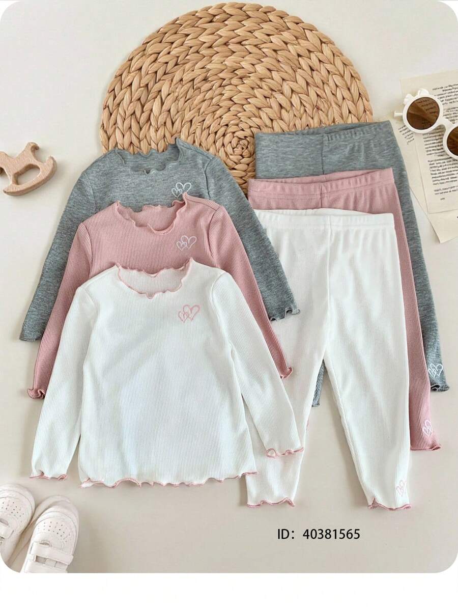 SHEIN Babygirl 可爱休闲百搭简约针织弹力白色长袖上衣（上衣和裤子分开出售）