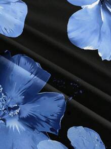 Soleia Váy Maxi dài in họa tiết hoa nhiệt đới tương phản đen xanh dành cho nữ, phong cách gợi cảm, thích hợp cho kỳ nghỉ hè - Nhiều màu - Xem 5