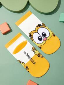 GARFIELD | SHEIN 3 双棉质柔软透气吸湿排汗儿童短袜，彩色可爱卡通图案踝袜，加固脚趾和脚跟，经久耐用，男女通用，适合所有季节，适合学校和户外 - 彩色 - 查看 10