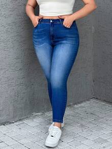 EURMUSE QUẦN JEAN CAO CẤP SKINNY FIR CỠ LỚN Y2K WASH - Rửa tối - Xem 3