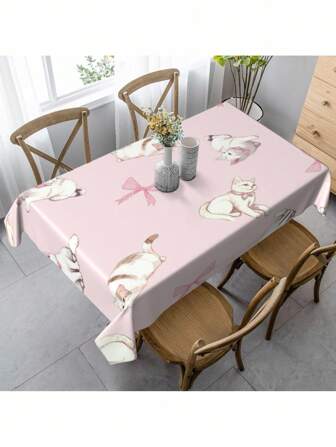 Kawaii 1 pièce Une nappe légère et jolie - Nappe rose en forme de petit chat. Convient pour une utilisation dans les restaurants, à l'extérieur et pour la décoration de la maison. Peut également être utilisée pour les pique-niques et la décoration d'intérieur