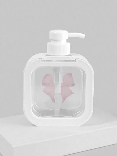 Kawaii Botella recargable con forma de lazo de 300ml, envase de gran capacidad para jabón de manos, espuma