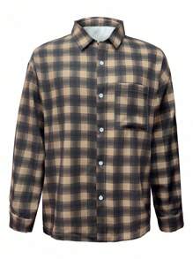 男士休闲格子印花街头潮流衬衫，必备旅行衬衫 - 彩色 - 查看 3