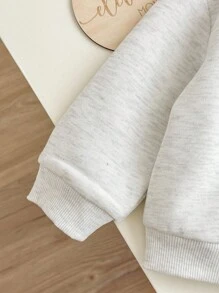 SHEIN Conjunto de moletom e calça de manga comprida com estampa de letras cinza fofo para bebê, outono/inverno