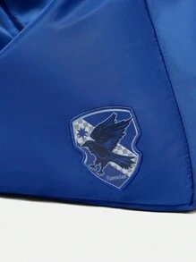 HARRY POTTER X SHEIN Women Casual College Style Animal Badge Embroidery Large Capacity Shoulder Bag - Blue - View 6