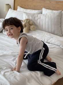 DAZY Kids Fall Clothes Boy (Toddler) Round Neck Knit Vest + Pants 2pc Loungewear Set, Summer - Grey - View 3