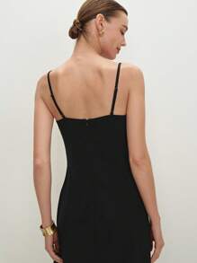 BizChic 2025年夏季新款优雅女士长款黑色连衣裙，无袖，适合日常、通勤、工作、约会、毕业