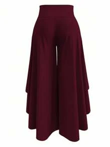 DreamSkyne Plus Size Casual Solid Color Asymmetrical Hem Wide Leg Pants Fall Cloth For Women