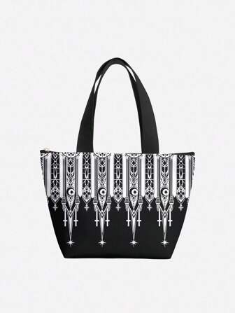 Goth Lunch Bag, Suitable For Office Workers And Students, Preppy Color Block Design