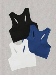 SHEIN Sports 女士无缝运动文胸，纯色，适合日常锻炼 - 彩色 - 查看 2