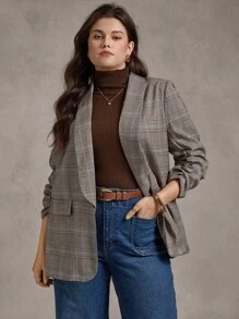 Zelara Blazer versátil de talla grande para mujer con manga 7/8, de estilo minimalista para ir al trabajo