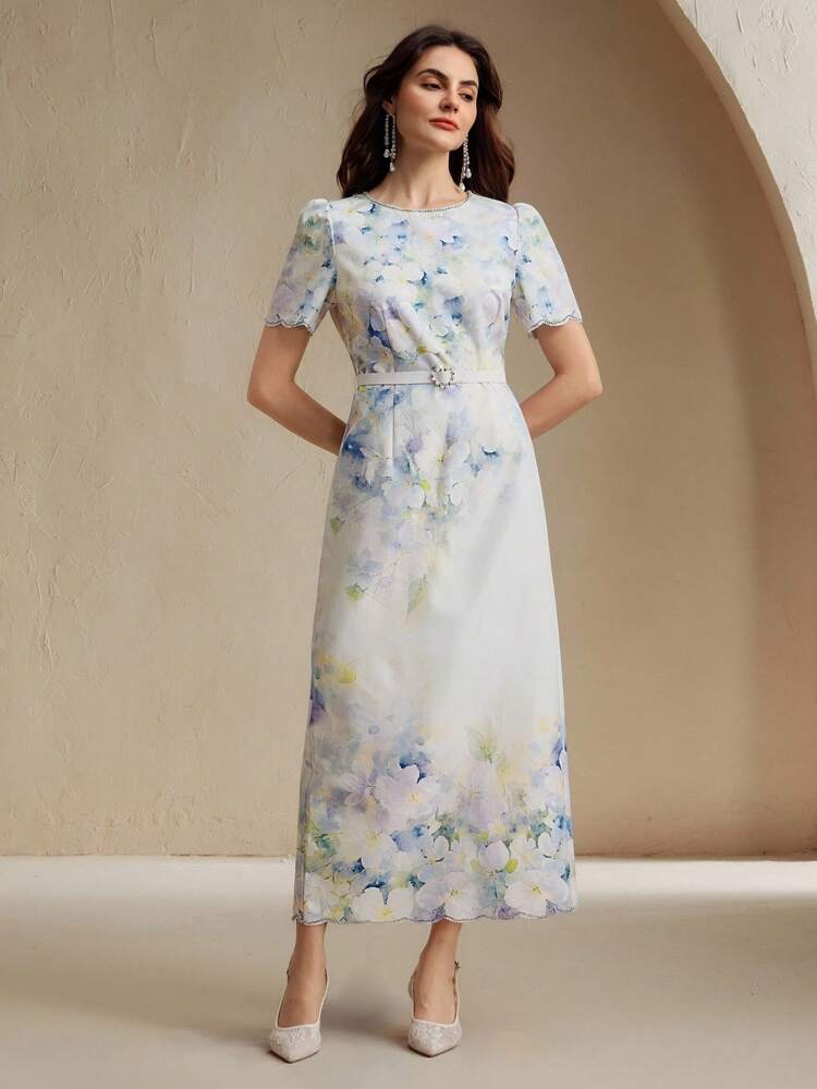 Women Elegant Floral Print Summer Dress