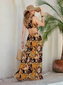 Shutterstock Glamance Full Print V-Neck Sleeveless Dress Casual And Resort Wear For Women Fall Clothes Modest - Yellow - View 2