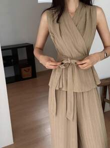 DAZY Women 2 Pieces Sets Summer New Arrival Casual Elastic Waist - Brown - View 1