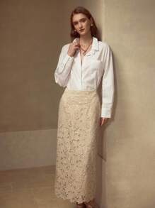 MOTF PREMIUM SCALLOP TRIM LACE SKIRT - Apricot - View 7