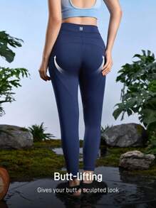 In My Nature 女式纯色纽扣设计休闲户外运动裤徒步女装 - 藍色 - 查看 3