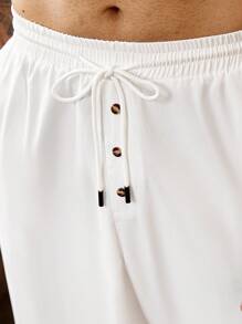 ResortEase Pantaloni casual comodi e rilassati da uomo taglie forti, di colore unito, adatti per l'estate e l'autunno - Bianco - Visualizzare 6