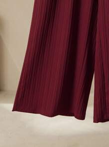 Lacomfia 2pcs Women Plus Size Casual Textured Colorful Stripe Print Long Sleeve Shirt And Wide Leg Pants Suit, Loose And Comfortable Fall Cloth For Women - Multicolor - View 6