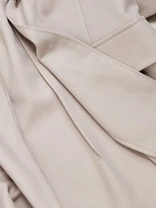 SHEIN MOD 秋冬女士时尚双腰带西装外套 - 杏色 - 查看 6