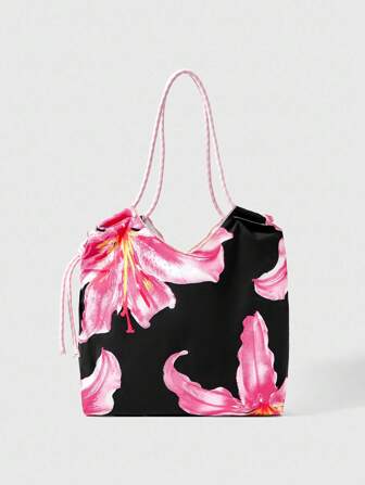 Fairycore 1 pieza Bolso de tote con diseño de flor de lirio para mujeres