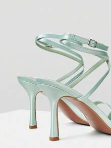 MOTF PREMIUM GIÀY CAO GÓT MŨI TRÒN ĐÁ NHỰA ĐÁ MÀU XANH LÁ CÂY CHO NỮ, THỜI TRANG & ĐA NĂNG CHO MÙA HÈ - Màu xanh Bạc hà - Xem 5