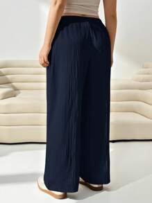 Solflare 女式加大码海军蓝梭织宽松长裤