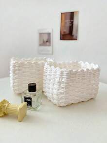 Hand - Woven Storage Basket Set, 1 Piece Or 3 - Piece Set. Storage Baskets Made Of Paper - Rope Material, Suitable For Home Organization And Storage. They Are Applicable To Living Rooms, Bedrooms, Cabinets And Offices, And Can Be Used For Home Decoration And Farmhouse Decoration. (Small + Medium + Large). Shelf Baskets.