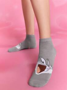 LOONEY TUNES X SHEIN 5 đôi tất cổ ngắn mềm mại, thoáng khí, thấm hút mồ hôi, họa tiết hoạt hình Tweety & Sylvester & họa tiết thời trang, dễ thương, nhiều màu sắc, mũi và gót được gia cố, bền chắc, phù hợp cho cả nam và nữ, mọi mùa, phù hợp với mọi phong cách. - Nhiều màu - Xem 6