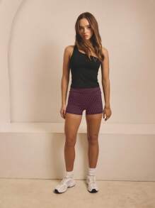 Aralina Leisurwear High Waisted Workout Activewear Women Biker Short - Chocolate Brown - View 5