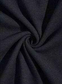 EURMUSE Men Waffle Fabric Raglan Sleeve Patched Regular T-Shirt Set - Dark Grey - View 8