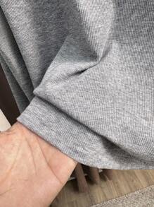 INAWLY 女式休闲学院风罗纹针织圆领蕾丝边长袖纽扣修身开衫，短款轻薄百搭春秋装 - 灰色 - 查看 3