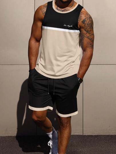 Manfinity Homme Plus Size Men's Summer Casual Colorblock Pieced Tank Top And Shorts Set Men Shorts 2 Pieces Set Men S Shorts 2 Pieces Set Men S Two Pieces Short Sets Men Two Pieces Shorts It Is Great For Couples And Makes An Excellent Gift Idea For Boyfriends Or Husbands. Tank Tops 2 Pieces Set For Plus Size Men Plus Size Men Tank Tops 2 Pieces Set Plus Size Men Tank Tops 2 Pieces Set