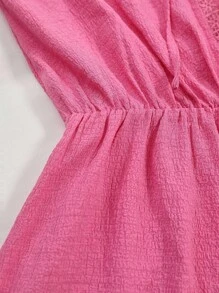 INAWLY Women's Sweet Vacation Casual Solid Color Sleeveless Jumpsuit, Summer - Hot Pink - View 5