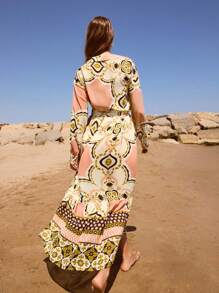 Maija Đầm nữ mùa hè thiết kế họa tiết totem và hoa lá, thanh lịch, cổ áo sơ mi, vai thường, tay dài, dáng chữ A, phối nhiều mảnh, phong cách boho, đi biển, nghỉ mát, hiện đại, du mục, thời trang thường ngày, dễ phối đồ, trang phục đi xem hòa nhạc đồng quê, phong cách miền Tây, trang phục nữ phong cách du mục, boho, cao cấp, thanh lịch, dễ phối đồ, trang phục đi xem hòa nhạc đồng quê, phong cách quý tộc cổ điển, tay áo bồng bềnh. - Nhiều màu - Xem 6