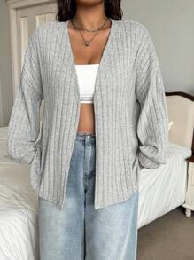 SHEIN EZwear 2 chiếc áo khoác chuyển tiếp thoải mái màu đen + xám cỡ lớn - Nhiều màu - Xem 6