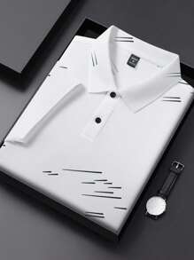 Manfinity Homme 男士拼色印花短袖休闲 Polo 衫