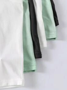 SHEIN Playful Pals 6 件装幼儿男童纯白色圆领休闲针织背心，面料柔软舒适，适合日常穿着、运动、度假 - 可搭配短裤，打造日常休闲造型，适合返校 - 彩色 - 查看 7