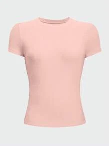 Jouncy 女式浅粉色修身圆领短袖休闲T恤 - 淺粉色 - 查看 3
