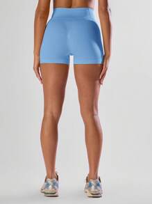 Musera Sport 高腰迷你短裤，舒适运动健身，适合健身房、跑步、网球、板式网球、匹克球、瑜伽、普拉提等运动，秋季日常休闲穿着。 - 藍色 - 查看 4