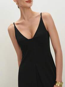 BizChic 2025年夏季新款优雅女士长款黑色连衣裙，无袖，适合日常、通勤、工作、约会、毕业