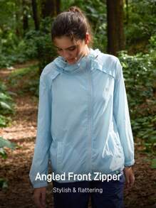 In My Nature Women's Outdoor Casual Zip Up Hoodie Jacket Thermal Thick Warm Jacket Fashionable Y2K Jacket, Baby Blue Jacket